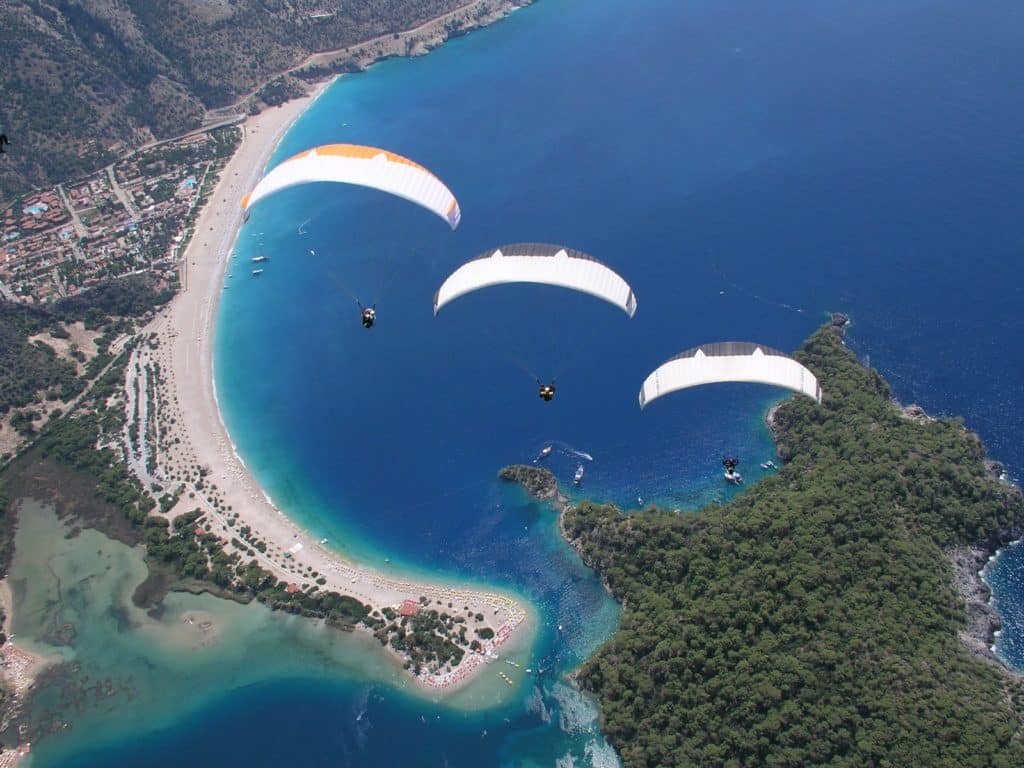 Paragliding off Mt. Babadag in Oludeniz Fethiye Turkey