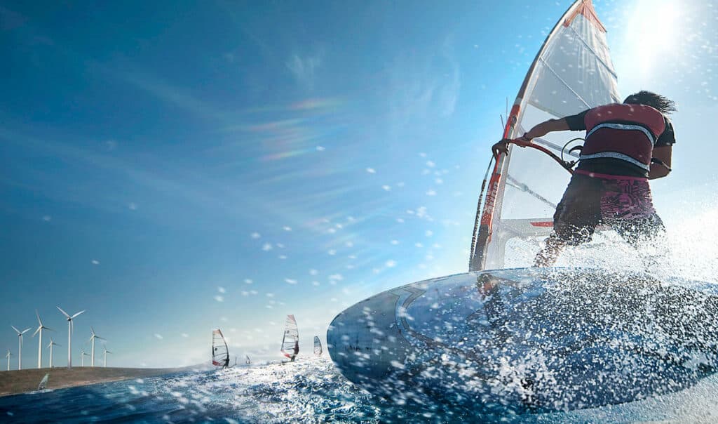 windsurfing in gulf of Hisarönü, Turkey